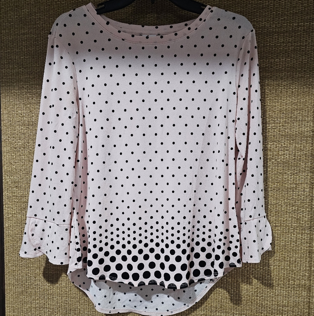 Elle Pink and Black Polka Dot Top. NWOT